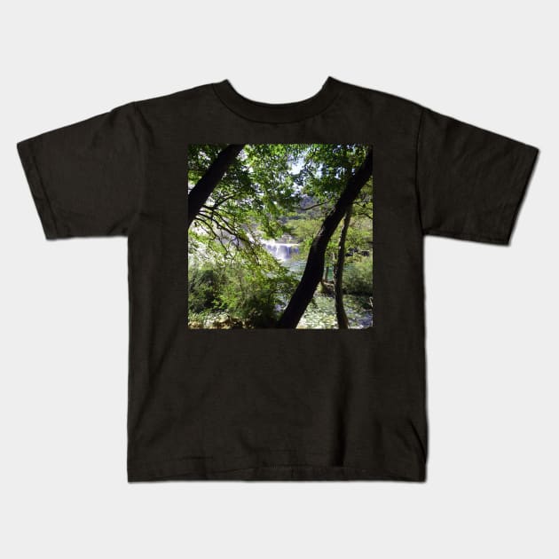 Waterfall woods at Krka National Park, Croatia Kids T-Shirt by bettyretro